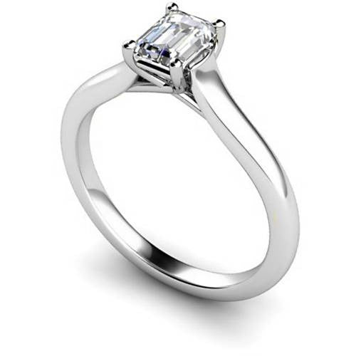 Crossover Setting Emerald cut Solitaire Lab Grown Diamond Rings
